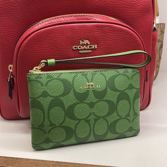 Coach Corner Zip Wristlet With Mini Vintage Rose Print Pink Lemonade Multi - Picture 11 of 16